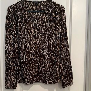 Banana Republic Tan and Brown Blouse with Animal Print